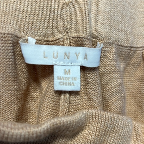 Lunya NWT Women’s Cozy Cotton Silk Relaxed Ankle Pant Lounge, Tan. Drawstring. M - Picture 8 of 13